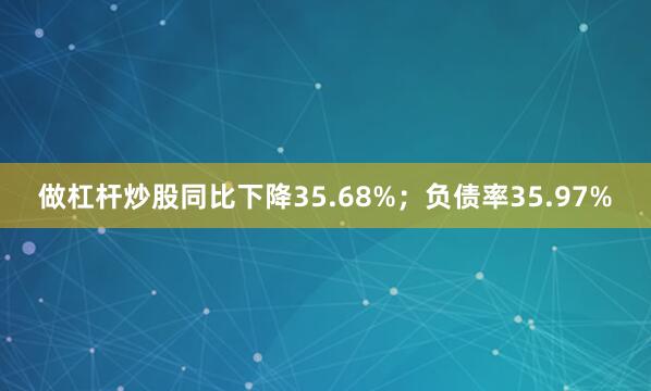 做杠杆炒股同比下降35.68%；负债率35.97%