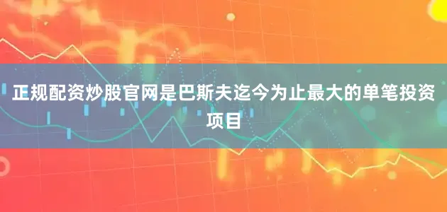 正规配资炒股官网是巴斯夫迄今为止最大的单笔投资项目